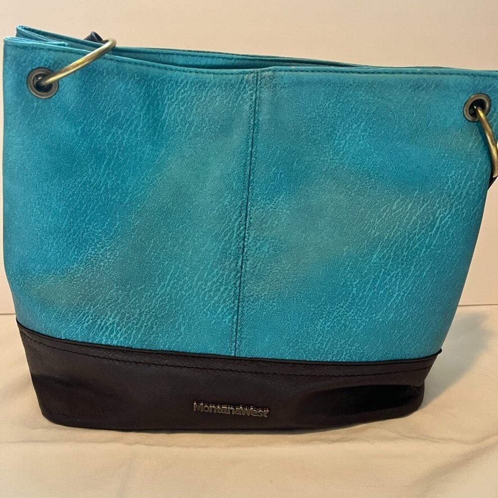 Montana West Select Teal & Brown Faux Leather Shoulder Bag